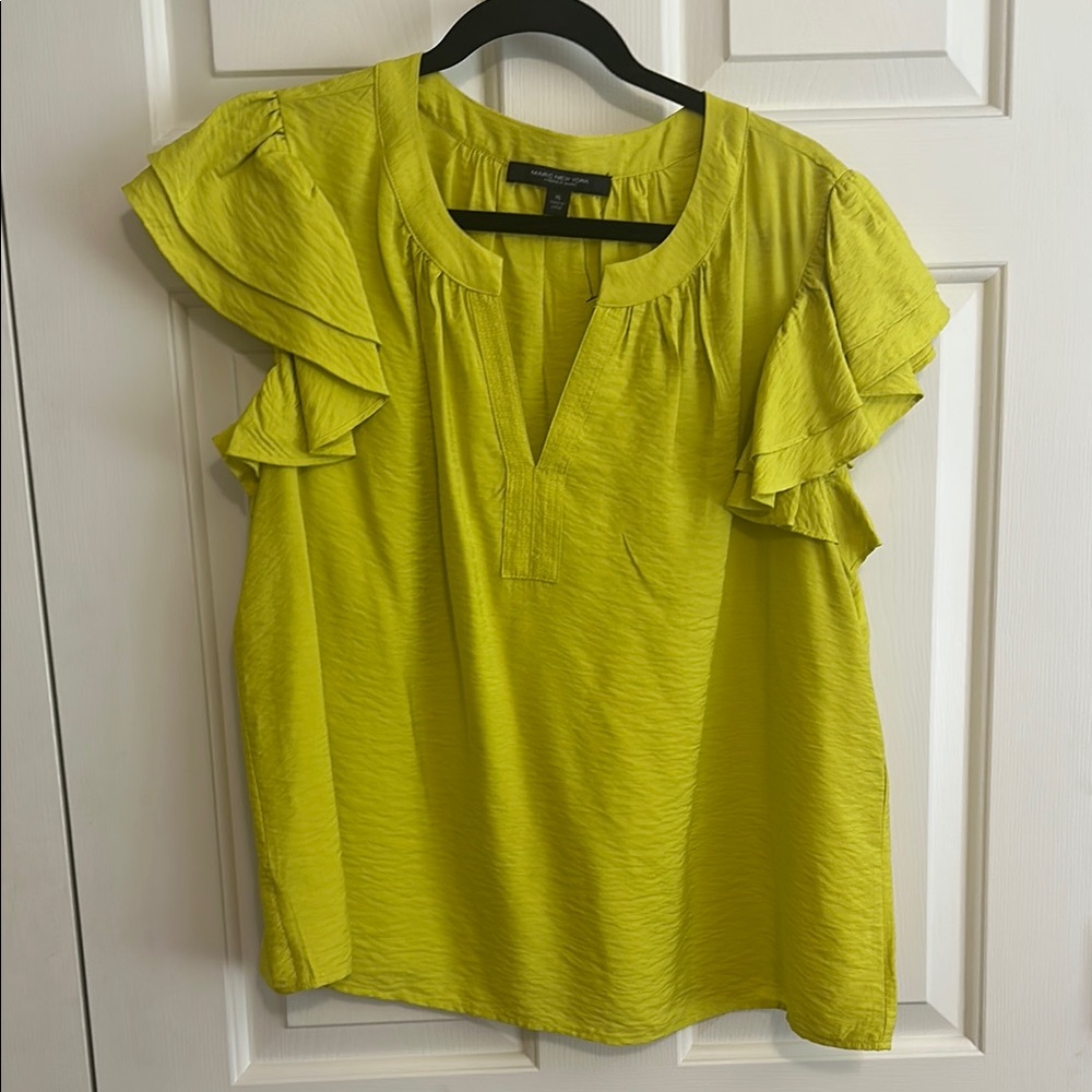 Marc Jacobs Yellow Flutter Sleeve Blouse